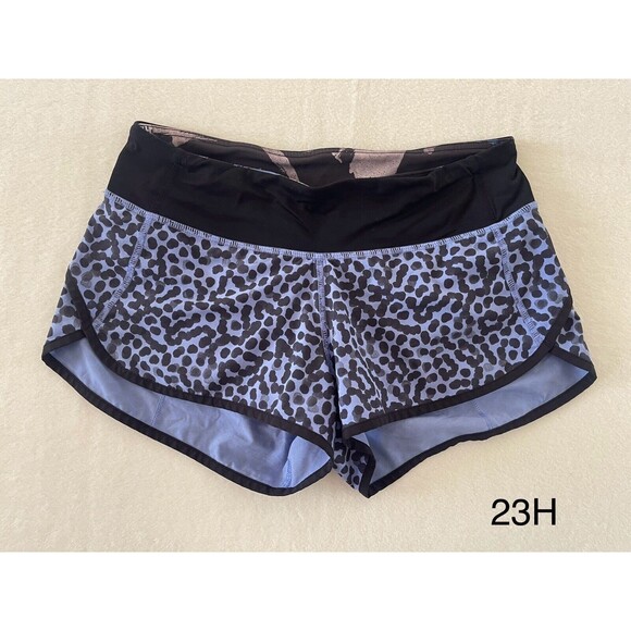 Lululemon Speed Short Ace Spot Lullaby Blue Black Size 4 - Picture 1 of 11